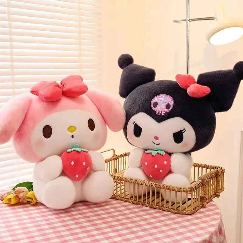 Sanrio Strawberry Kuromi Pillow Plush - 22/35cm Soft Stuffed Toy
