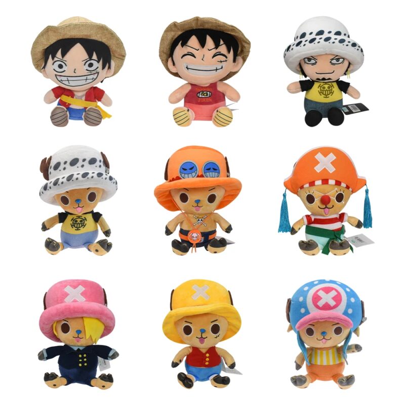 Monkey D. Luffy, Trafalgar D. Water Law, and Tony Tony Chopper Plush Toy - Stuffed Figures for Kids