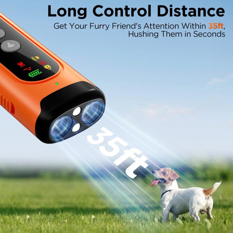 ABQP Ultrasonic Dog Repeller - 50FT Range, Anti-Bark Device with LED Flashlight