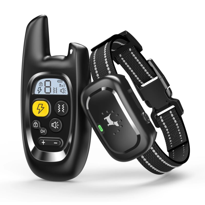 Waterproof Rechargeable Dog Shock Collar - Anti-Bark Training Collar with Static, Vibration, Beep