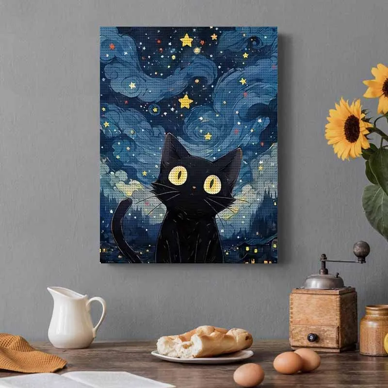 Star Cat 5D Full Drill Diamond Art Kit - Home Decor