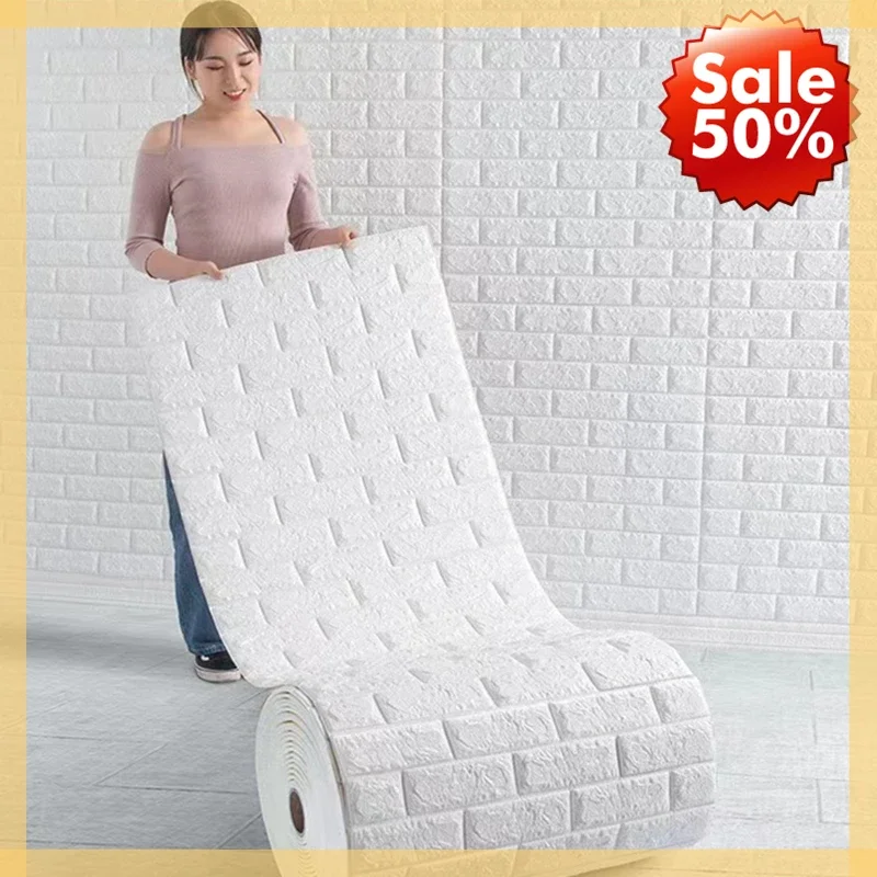 3D Foam Brick Wallpaper: Self-Adhesive, 70cm x 2m Roll for Home Decor
