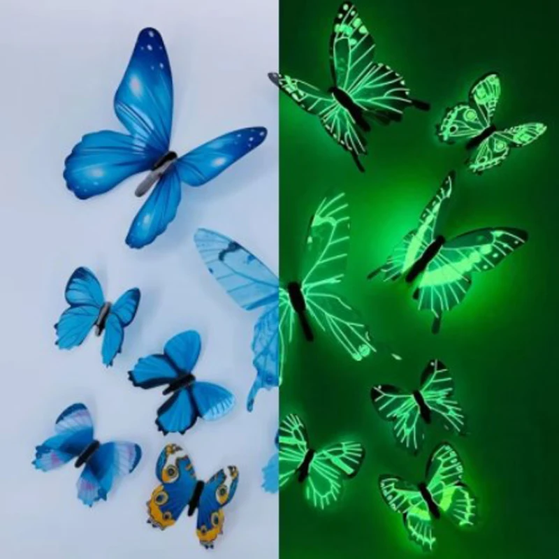 12PCs 3D Luminous Butterfly Wall Stickers: DIY Home Decor & Gifts