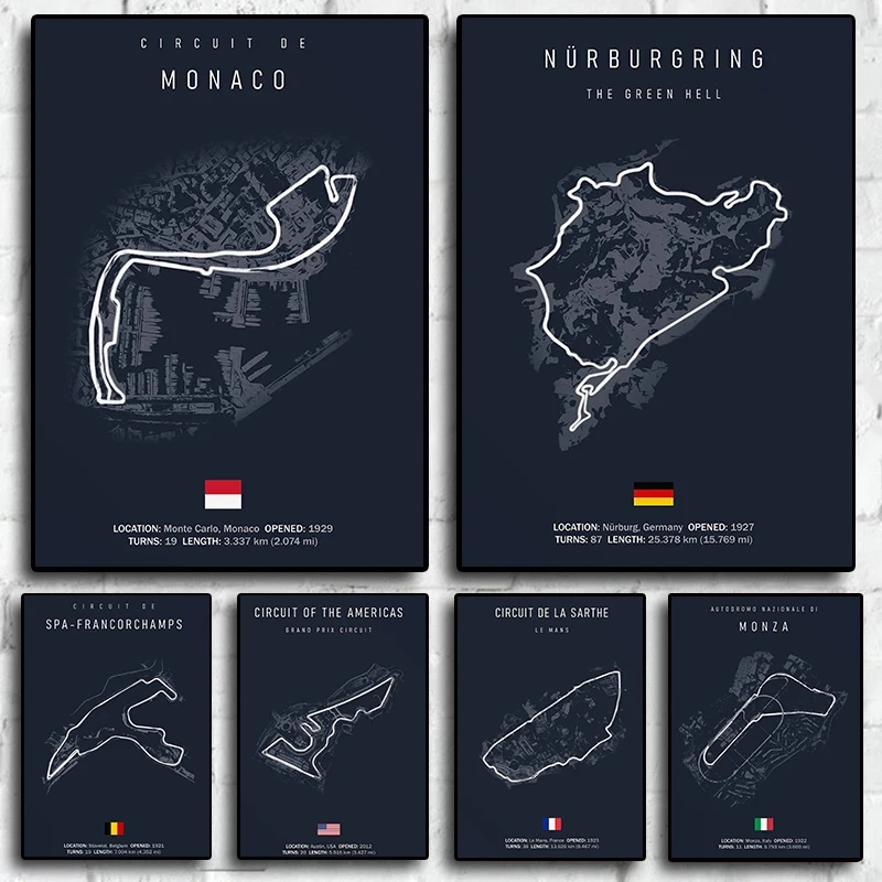 Formula 1 Track Circuit Canvas Painting: Imola & Monaco Wall Art