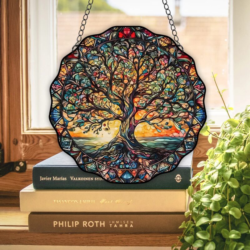 Tree of Life Wall Art - Sun Hanging Sign - 5.9" Acrylic Decor