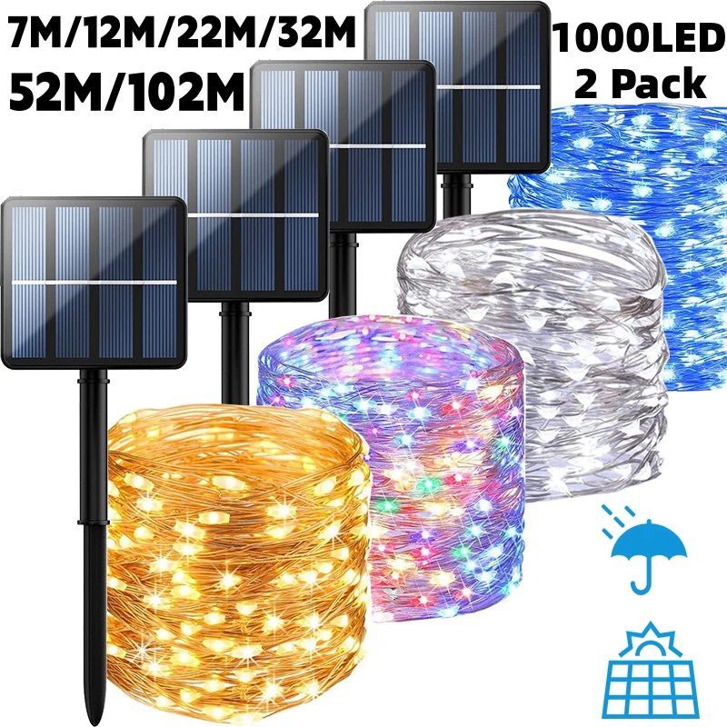 Solar LED String Lights - Outdoor Waterproof Garland for Weddings & Parties