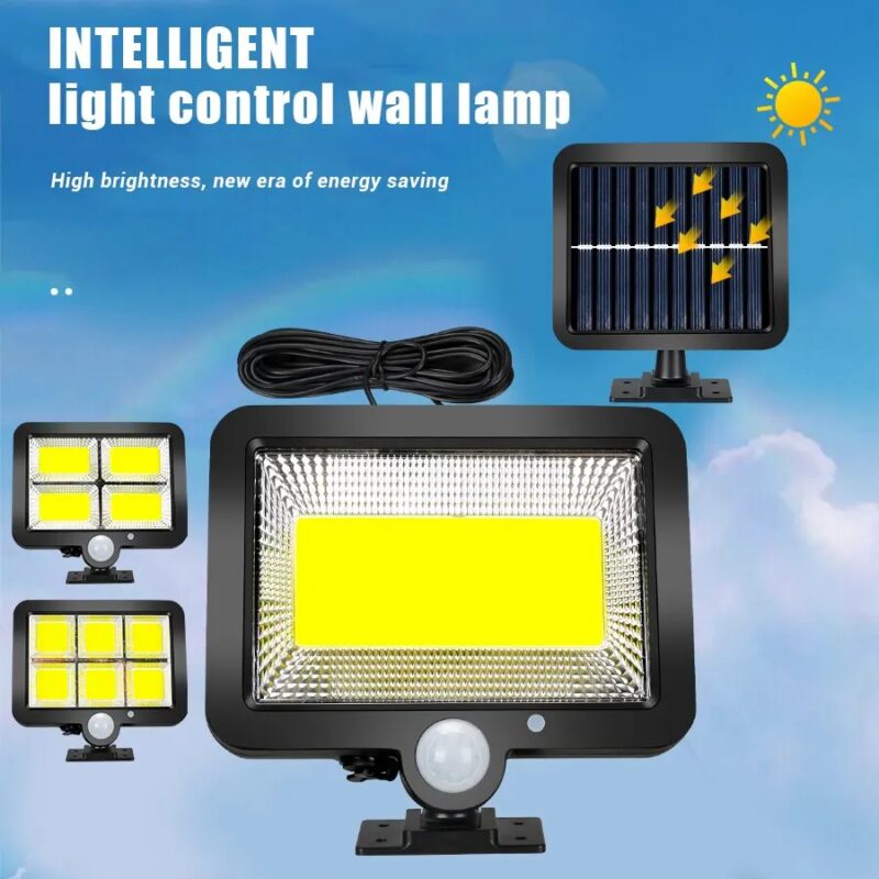 Solar Motion Sensor Wall Light - Rechargeable, Waterproof, 2 Modes