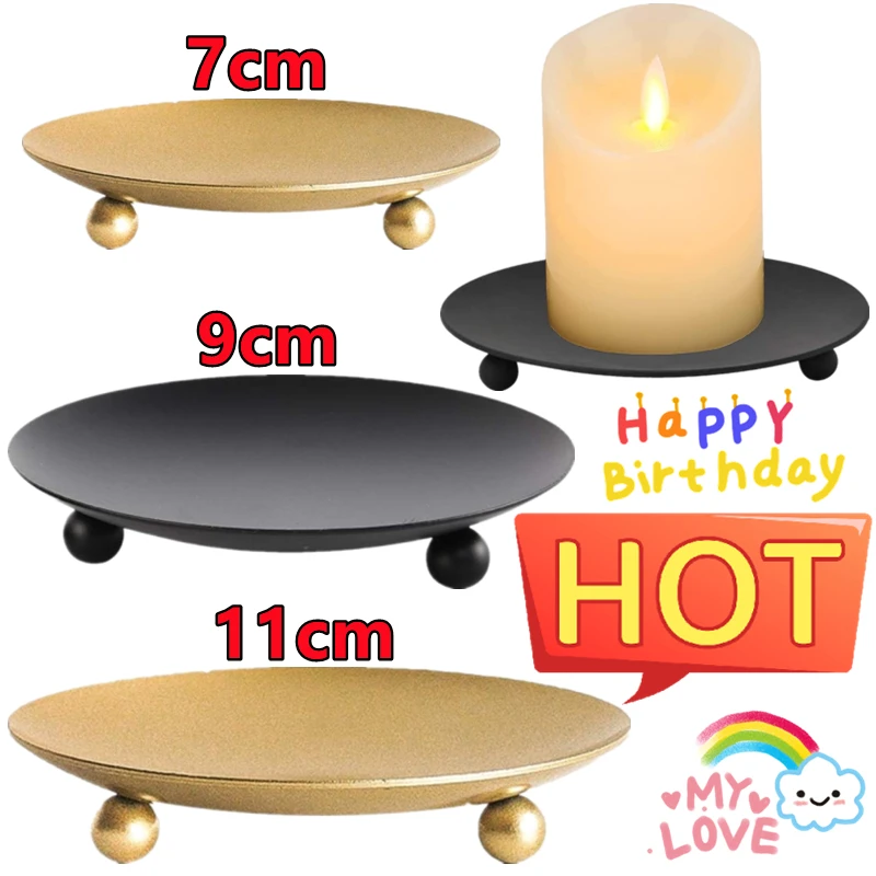 Iron Plate Candle Holder – Decorative Pillar Stand for Wax Candles