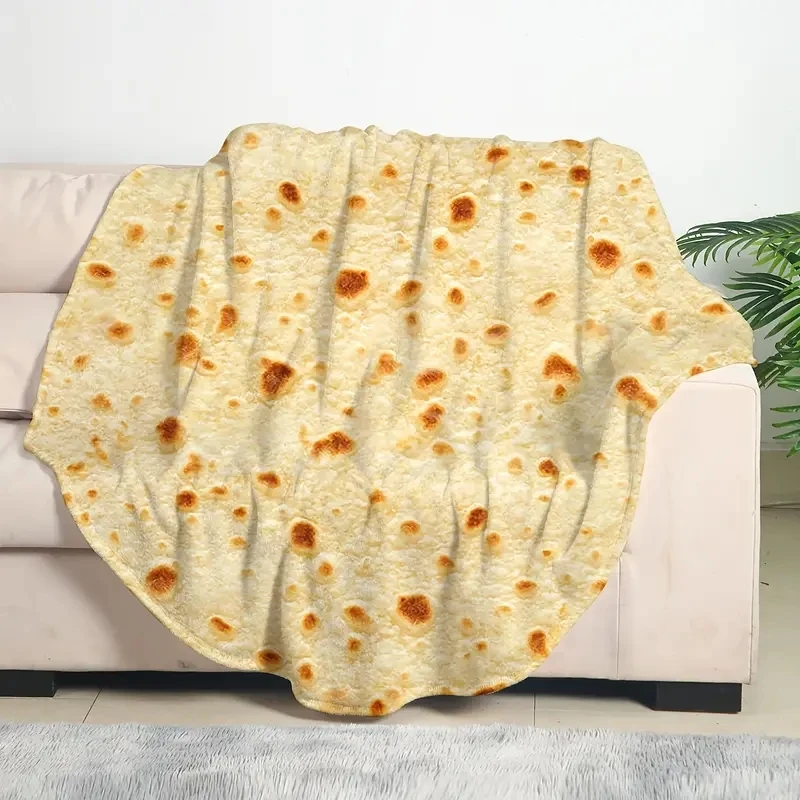 1pc Soft and Warm Flannel Blanket - Mexican Tortilla Print for Couch, Sofa, Bed, Office, Camping, Travel