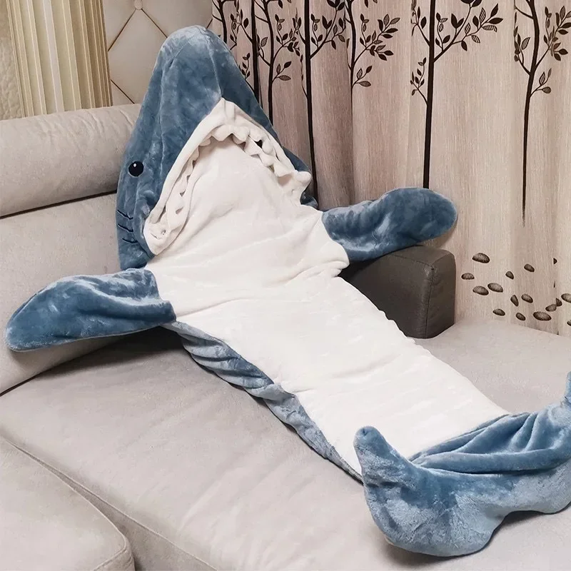 Cute Shark Blanket Sleeping Bag - Women's Pajamas, Nightrobe, Homewear, Comfy Bathrobe