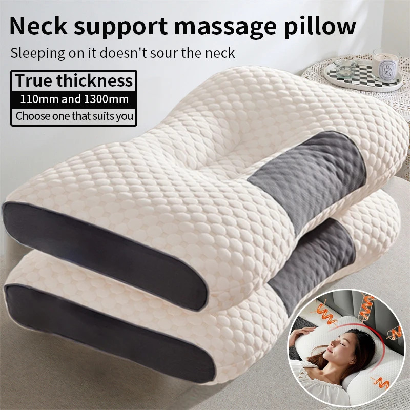 1PC Cervical Orthopedic Neck Pillow - Soybean Fiber Massage Pillow for Sleep, Household SPA