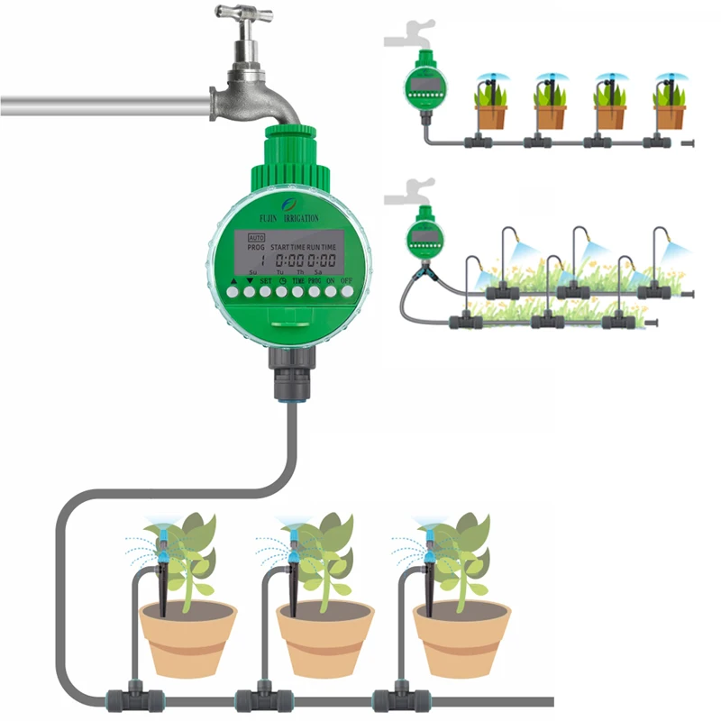 Fujin Irrigation 1st Generation Automatic Digital Watering Timer - LCD Electronic Home Irrigation Controller (FJKA111-1)