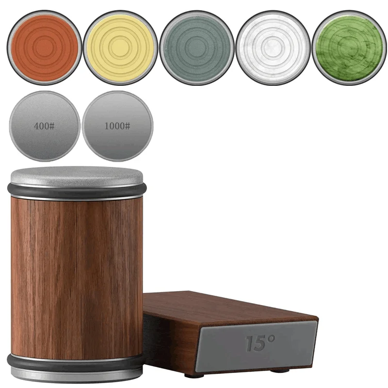 Rolling Knife Sharpener with Magnetic Holder – Diamond Sharpening Stone Kit with 15° & 20° Angle Roller