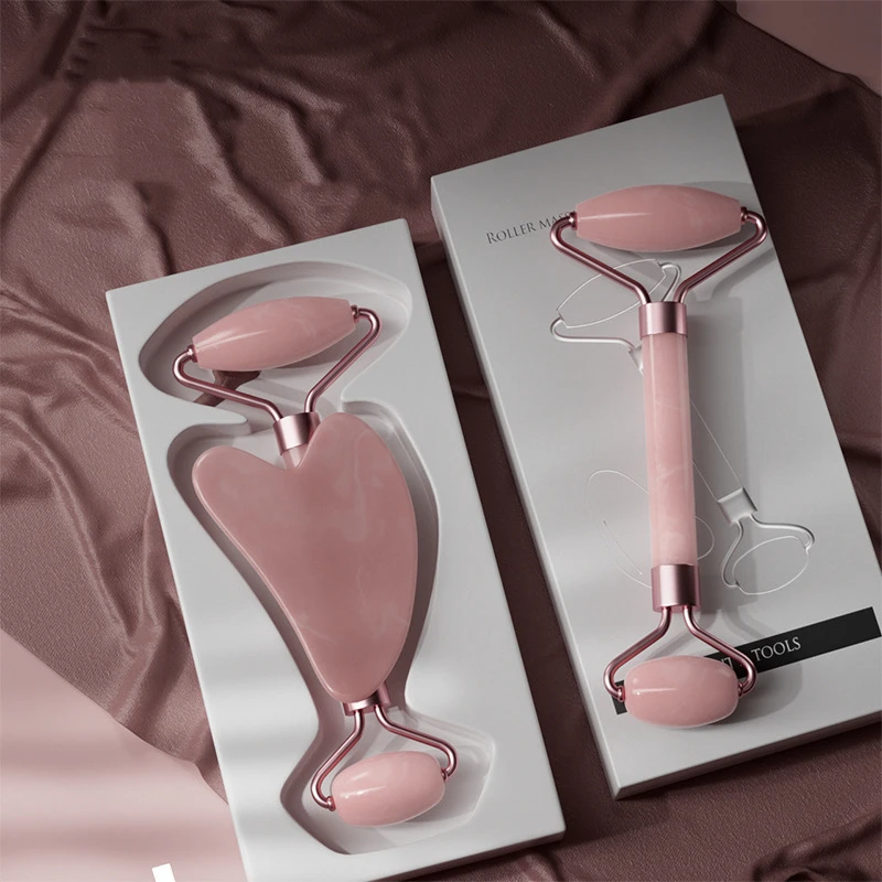 2pcs Face Spa Neck Massager Set - Face Roller & Gua Sha Scraper for Wrinkle Removal and Eye Care
