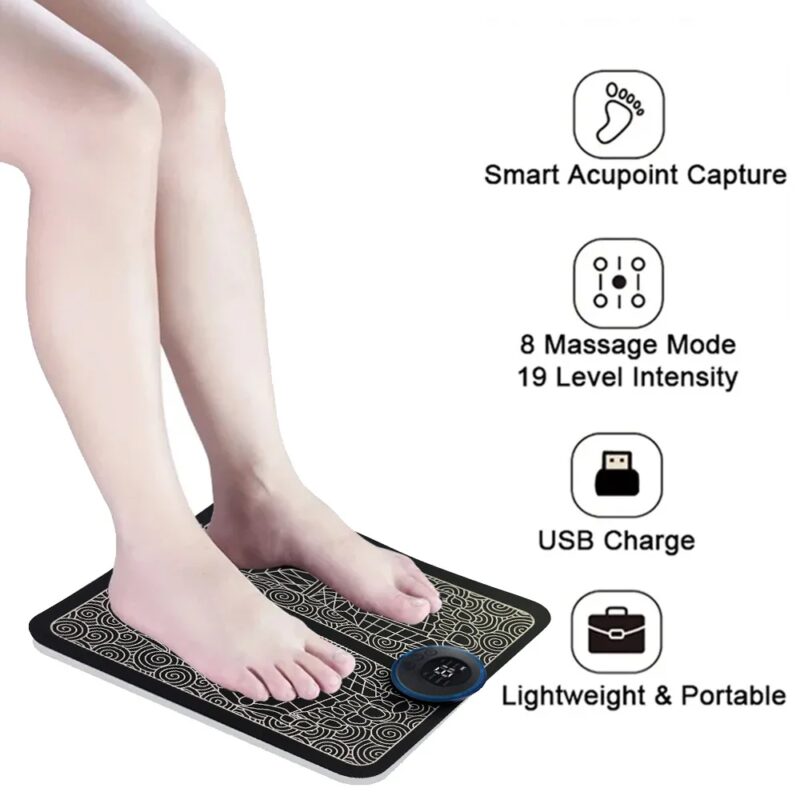 USB Rechargeable Foot Massage Pad - Acupoint, 8 Modes, 19 Levels