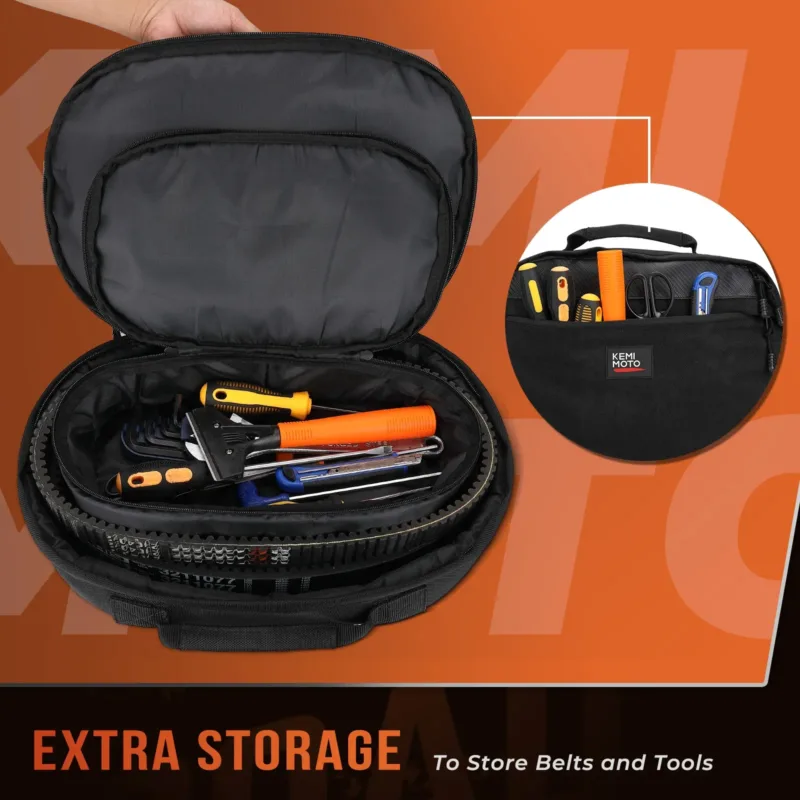 UTV belt bag with front zipper opened