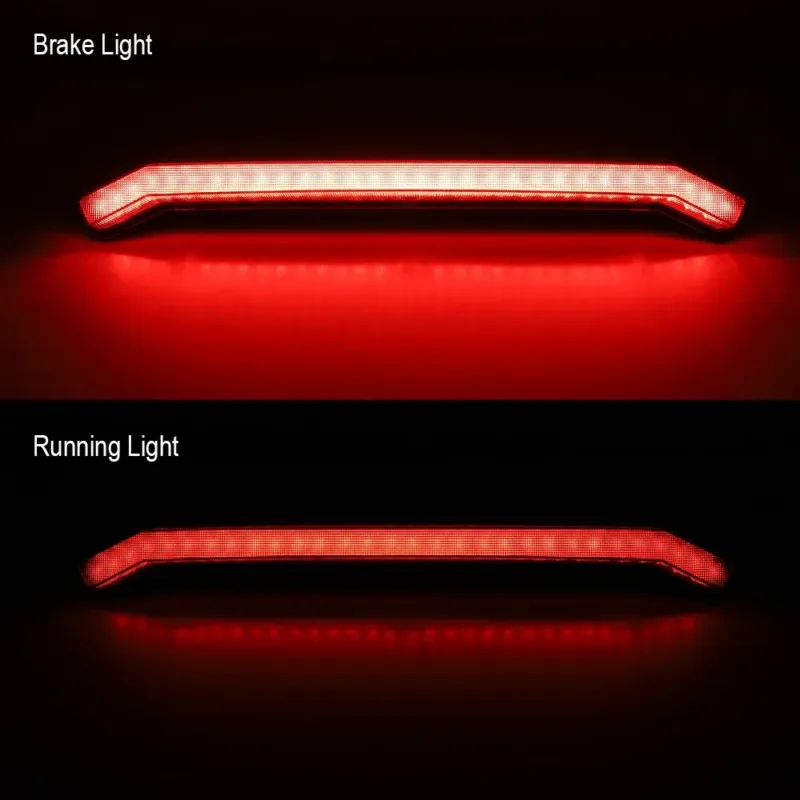 Close-up of the center tail light glowing.