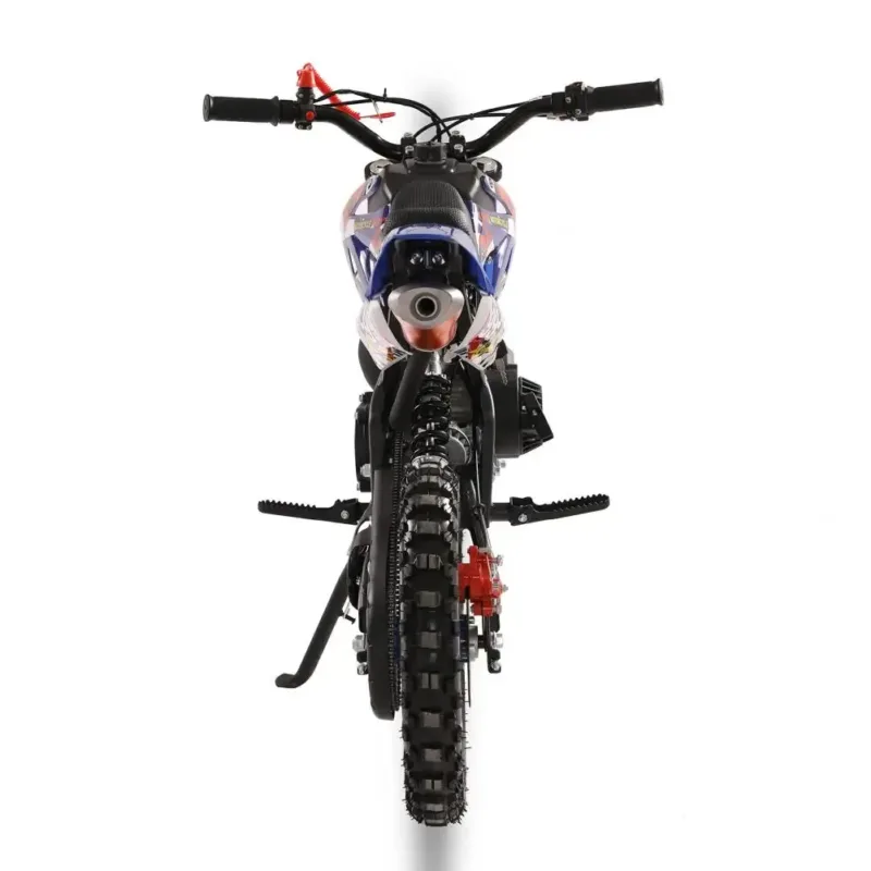 Close-up of the 49cc engine on the mini motocross bike.