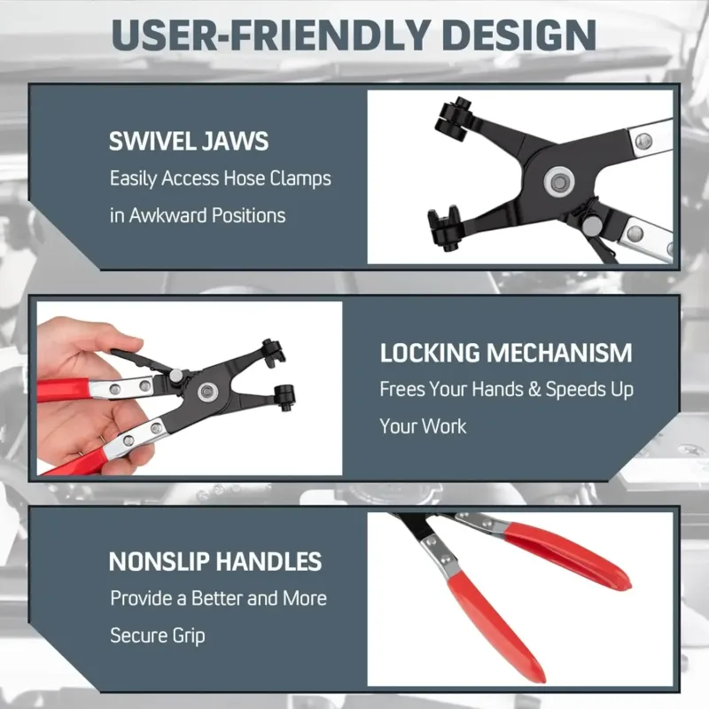 Hose clamp tool box with features listed.