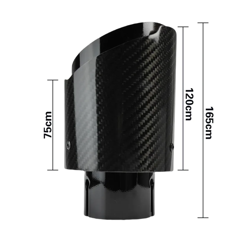 Close-up of carbon fibre muffler dimension