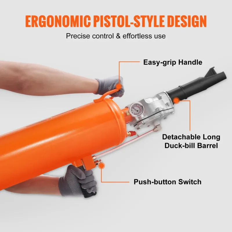 Portable air blaster being held for use.