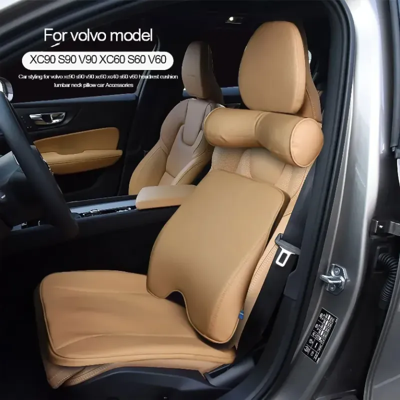 Volvo Car Headrest Lumbar Pillow Installed View