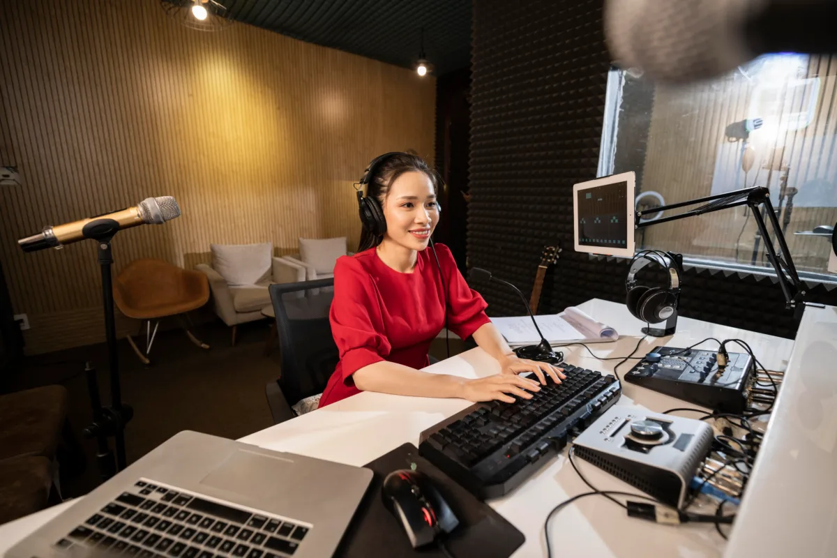 a girl in a studio 