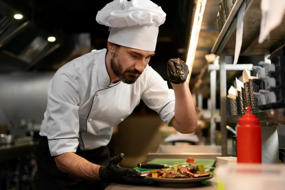 a chef is working hard and using some food hacks