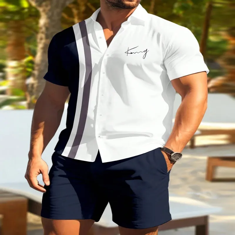 Men's casual summer shirt and shorts set for urban fashion