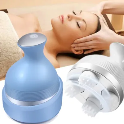 Wireless Waterproof Electric Scalp Massager for Deep Cleansing USB Charging Detachable Cleaning Blue and White Color