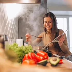 nice and hot lady cooking