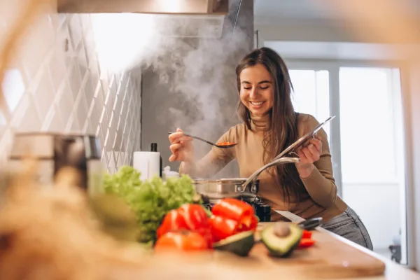 nice and hot lady cooking