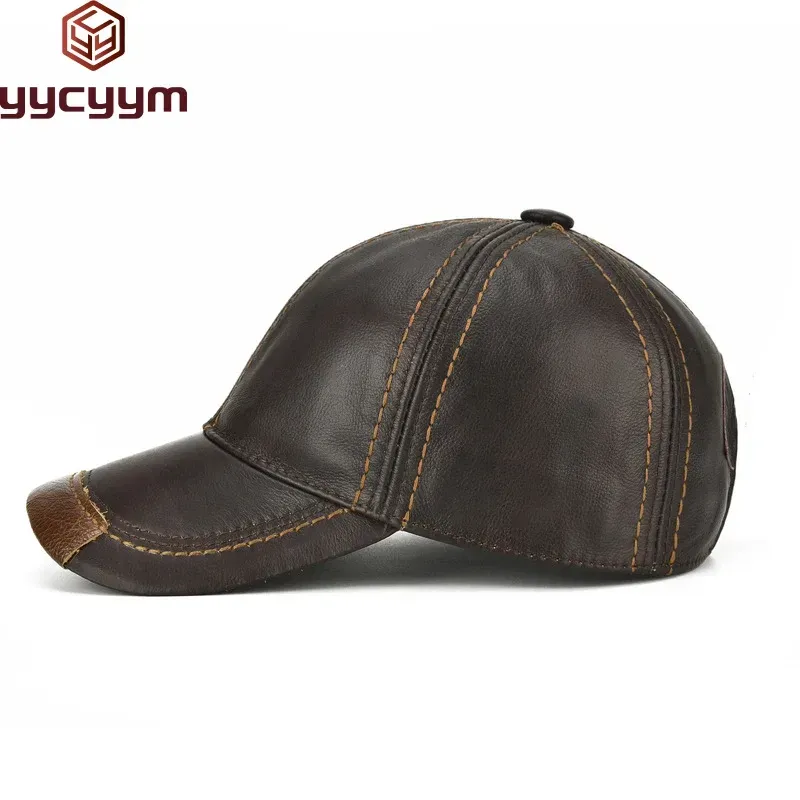 Men's Real Leather Winter Hat – Adjustable Earlap Baseball Cap