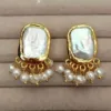 4-5mm YYGEM rectangle pearl stud earrings – detailed view