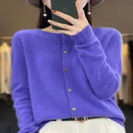 100% Merino Wool Sweater for Women - Long Sleeve O-Neck Knitwear