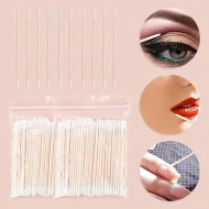 100Pcs Disposable Cotton Swabs - Ultra-small Micro Wood Brushes