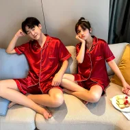 Luxurious Satin Silk Pajama Suits – Elegant matching sleepwear for couples and families.