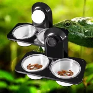 Compact reptile feeding bowl for spiders, geckos, ants, and snakes in a terrarium setup.