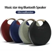 Music Star Ring Bluetooth Speaker in various colors: red, blue, green, and black, highlighting its versatility and stylish design.