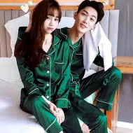 Couple Silk Pajama Sets – Matching satin sleepwear for men and women with a soft, breathable feel.
