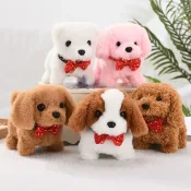 Electric Pet Dog Toy - Adorable Plush Dog - A close-up of a soft, huggable plush dog toy with lifelike features, vibrant colors, and interactive buttons.