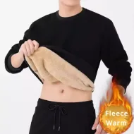 Cozy Men's Fleece Sweatshirt – O-Neck Thermal Underwear Top for Winter