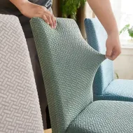 Jacquard Sloping Back Chair Covers - Solid Color Armchair Covers