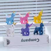 2024 Unicorn Building Blocks - Mini Action Figures - A close-up of colorful building blocks assembled into adorable unicorn mini action figures, featuring smooth finishes and vibrant designs