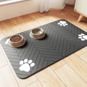 Pet Feeding Mat - Absorbent placemat with waterproof rubber backing for dog and cat bowls
