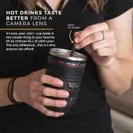 Camera Lens Coffee Mug - Insulated Thermal Tumbler with Lid
