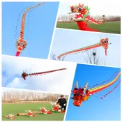 Chinese Dragon Kite – Traditional Weifang paper kite with a long colorful tail