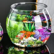 Plastic Clear Round Fish Bowl – Aquarium Keeper Tank Vase