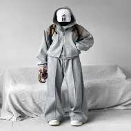 Y2K Vintage Men’s Wide Leg Sweatpants – Flared, Oversized, Black Gray