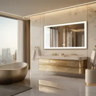 Wisfor Bathroom Vanity Mirror with Gold Aluminum Frame - Lighted and Dimmable